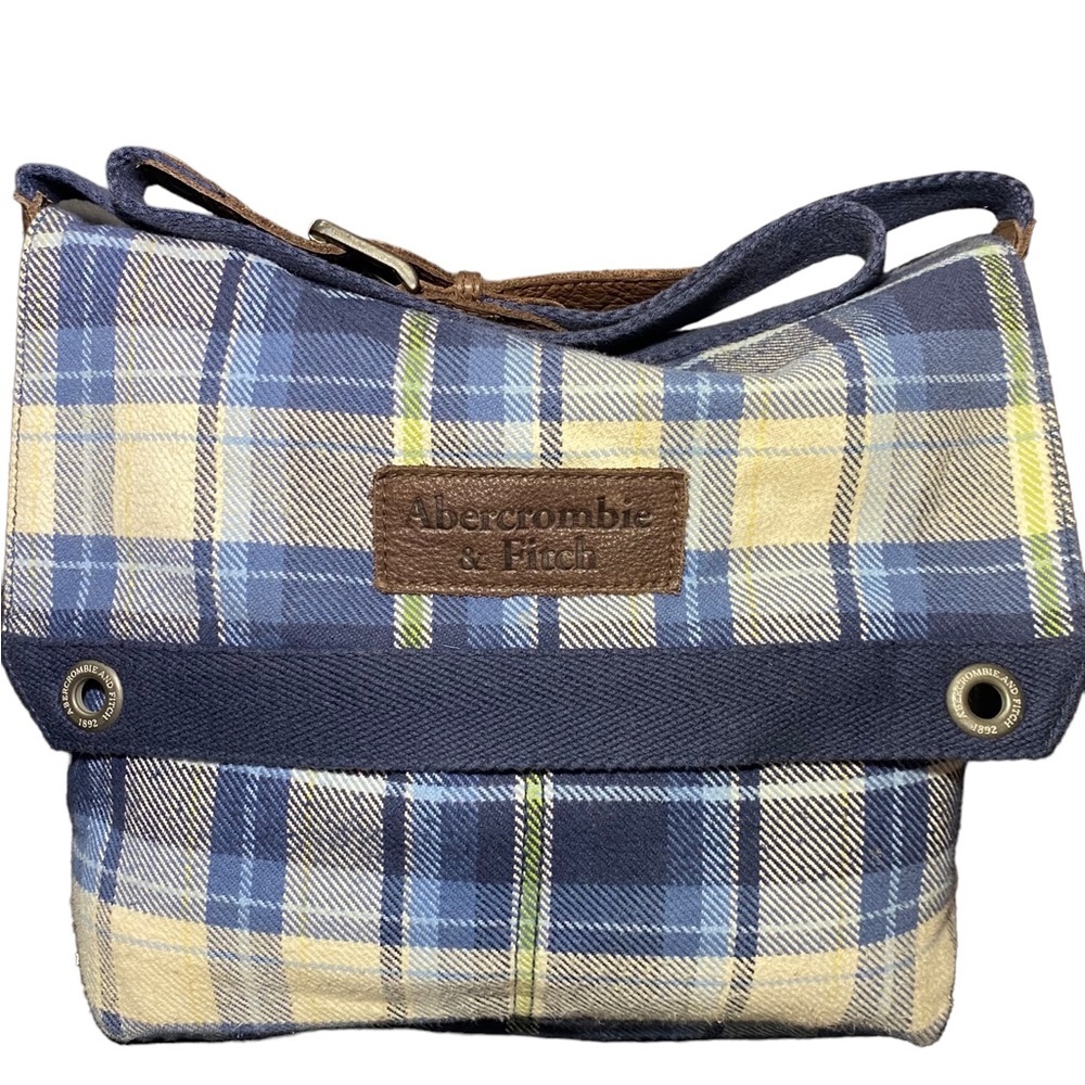 Vintage‎ Abercrombie & Fitch Soft Sided Flannel Plaid Messenger Bag